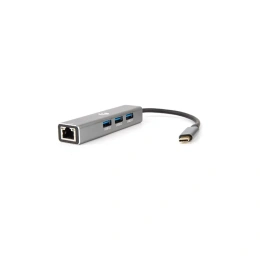 Кабель-концентратор VCOM USB 3.1 Type-C /m - RJ-45+3port USB 3.0/f, Aluminum Shell DH311A