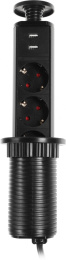 Сетевой разветвитель Premier 3R USB 1.8м (3 розетки) черный (коробка)