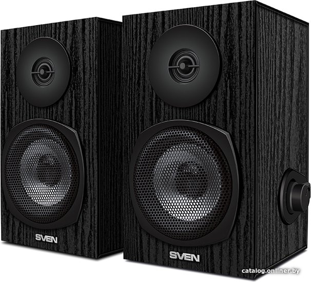 Акустика Sven SPS-575 Black SV-016166 80 Гц -20 кГц, 2x3W, питание через USB-порт ПК, ноутбука или адаптер 5V DC, материал корпуса колонок: дерево