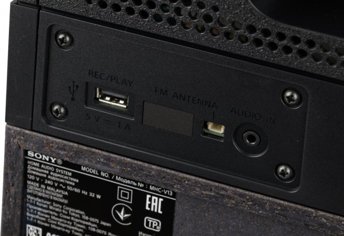 Музыкальный центр Sony MHC-V13, с караоке, Bluetooth, FM, USB, CD, черный