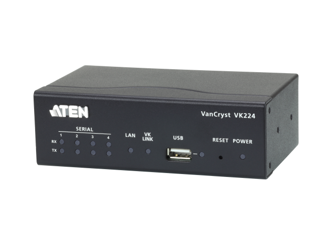 Блок расширения последовательных портов Aten VK224 VK224-AT 4хRS-232/422/485, скорость: 300-115200 бит/с, 8 бит данных по умолчанию , 1 x RJ-45 10/100Base-T