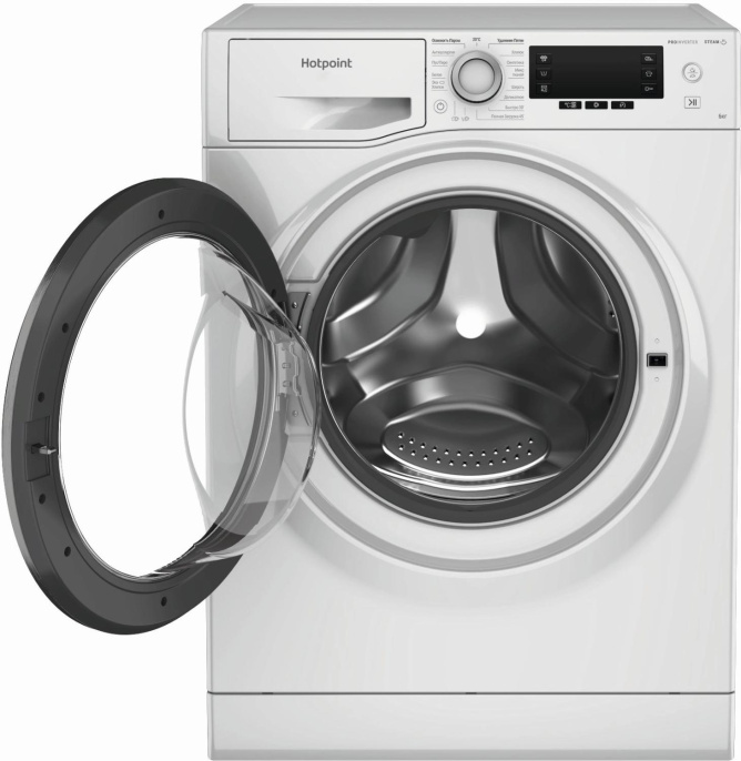 Стиральная машина HOTPOINT NSD 6239 S VE RU, с фронтальной загрузкой, 6кг, 1200об/мин, с паром, инверторная