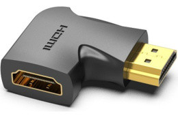 Переходник видео VENTION AIPB0, HDMI m Г-образный - HDMI f , ver 2.0, GOLD, черный