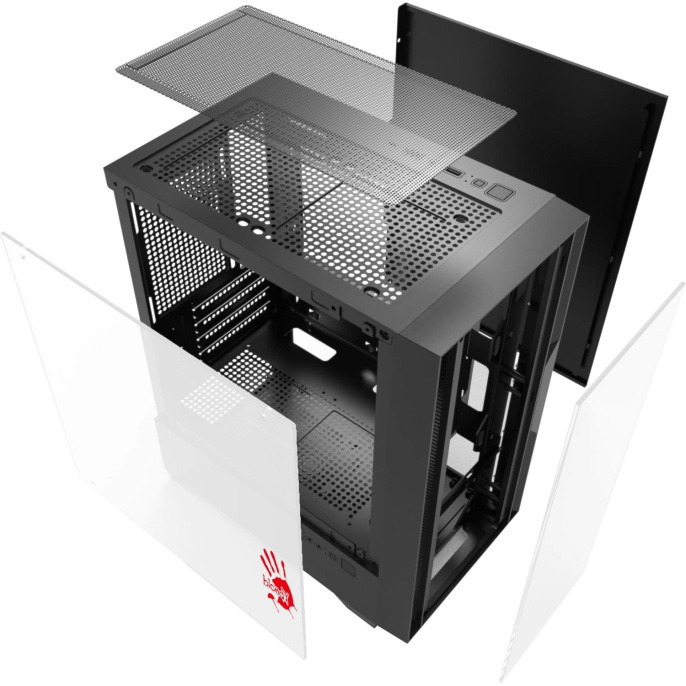 Корпус mATX BLOODY CC-123, Mini-Tower, без БП, черный [cc-123-bk]
