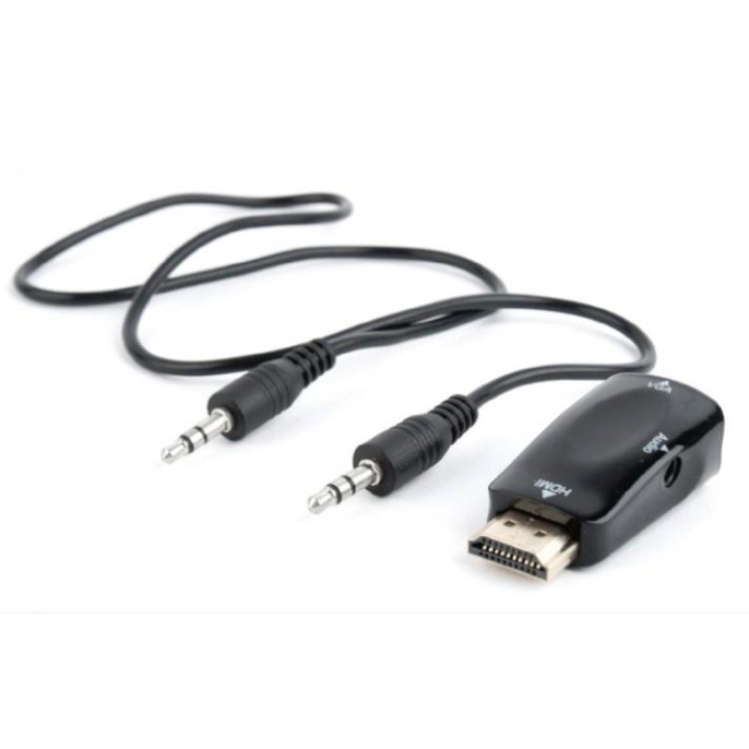 Bion Переходник HDMI - VGA + стерео-аудио, 19M/15F &amp; miniJack 3.5mm [BXP-A-HDMI-VGA-02]