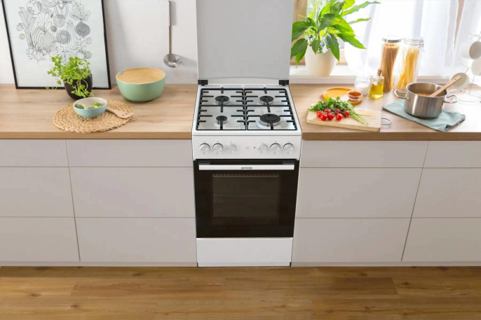 Плита Комбинированная Gorenje GK5A22WH белый металлическая крышка реш.сталь