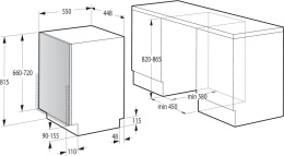 Встраиваемая посудомоечная машина Gorenje GV561D10, узкая, ширина 44.8см, полновстраиваемая, загрузка 11 комплектов