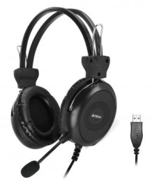 Наушники накладные с микрофоном A4TECH HU-30 черный (проводные, кабель 2м, USB) (HU-30)