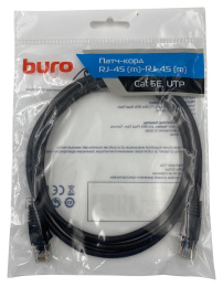 Патч-корд Buro литой molded , UTP, кат.5E, 1.5м, 4 пары, 26AWG, алюминий омедненный, многожильный, черный
