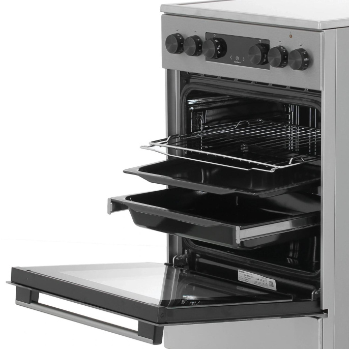 Электрическая плита Gorenje GEC5C40XAOT, стеклокерамика, электрическая, без крышки, серый