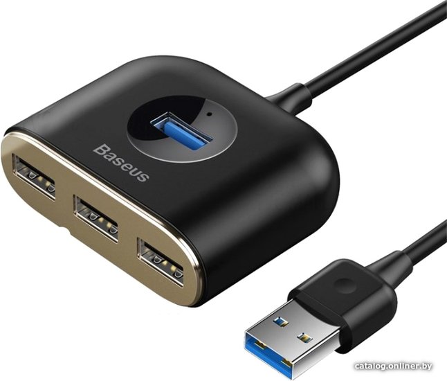 Хаб Baseus CAHUB-AY01 Square Round 4 in 1 USB HUB Adapter USB3.0 to 1xUSB3.0 + 3xUSB2.0 с кабелем 1m Black