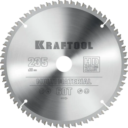 Диск пильный по алюминию KRAFTOOL Multi material 235x30 мм, 64Т 36953-235-30