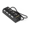 USB-Хаб концентратор 4-в-1 ExeGate DUB-42SW кабель-адаптер USB2.0 -- 4xUSB2.0, кнопки включения/отключения для каждого порта, Plug&Play, черный EX293977RUS
