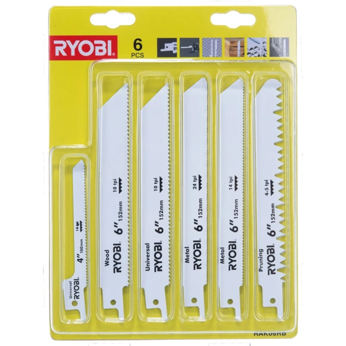 Набор полотен для сабельной пилы 6 шт. Ryobi RAK06RB 5132002547