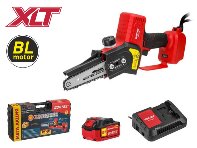 Аккум. мини-пила WORTEX CEC 2518 ALL1 XLT в чем. ALL1 XLT SET БЕСЩЕТ., 18 В, 15 см, 1х4 А*ч 0323167