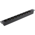 Блок розеток горизонтальный ExeGate ServerPro PDU-19H907 Al-9S-C20 19", 1U, Алюминий, 9 Schuko, С20, черный, RTL EX280853RUS