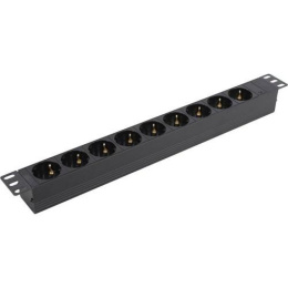 Блок розеток горизонтальный ExeGate ServerPro PDU-19H907 Al-9S-C20 19", 1U, Алюминий, 9 Schuko, С20, черный, RTL EX280853RUS