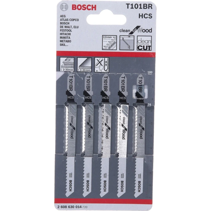 Пилка для лобзика 5 шт. HCS T101 BR Bosch 2.608.630.014 (T101 BR 2608630014)