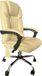 Кресло Cactus CS-CHR-OC04M-WT с вибромассажем, экокожа, до 120кг, слоновая кость