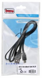 Кабель Buro micro USB m - USB m , 1м, плоский, 2A, черный [bhp microusb 1m flat]
