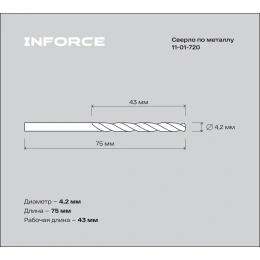 Сверло по металлу HSS-Co 4.2х75х43 мм Inforce 11-01-720