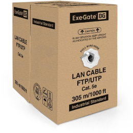 Кабель ExeGate UTP-2-C5e-CCA-S24-IN-PVC-GY-305 UTP 2 пары кат.5e CCA, 0.5мм (24AWG), 305м, серый, PVC EX256745RUS
