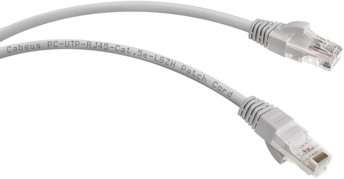 Cabeus PC-UTP-RJ45-Cat.5e-0.15m-LSZH Патч-корд U/UTP, категория 5е, 2xRJ45/8p8c, неэкранированный, серый, LSZH, 0.15м