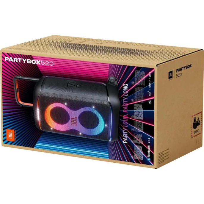 Музыкальный центр JBL Partybox 520, 400Вт, с караоке, Bluetooth, USB, черный