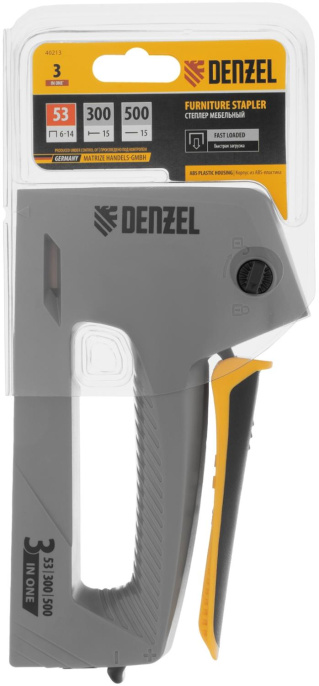 Степлер ручной Denzel 40213 скобы тип 53: 6-14мм гвозди тип 300 / 500