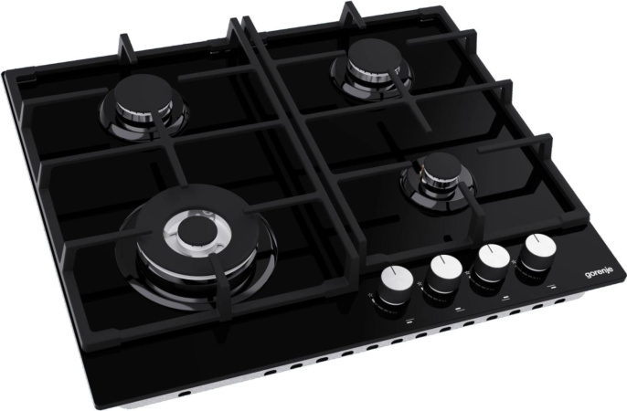 Газовая варочная панель Gorenje Essential GTW641AKB, 4 конфорки, закаленное стекло, черный