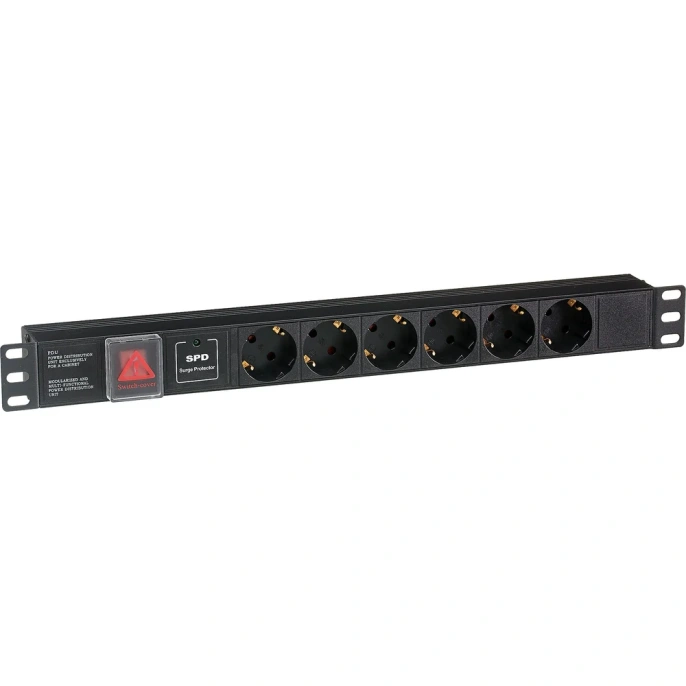 Блок розеток ExeGate ServerPro PDU-19H607 Al-6S-C14-SW-SPD1 19 1U алюминий 6Schuko С14 SPD1280832