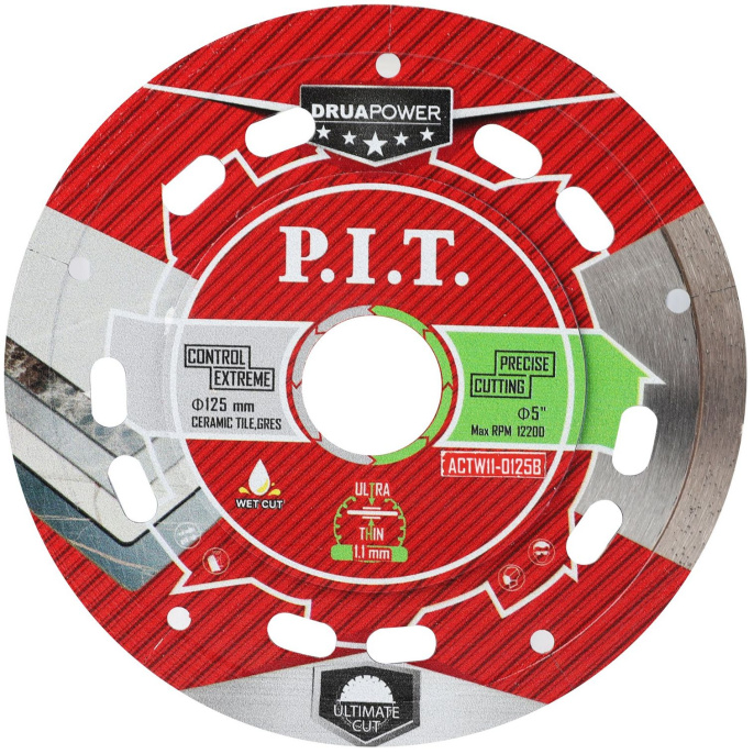 Алмазный диск P.I.T. ACTW11-0125 сегментированный по металлу, 125x22.2x2.2 мм