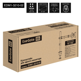 Кронштейн для монитора 13"-32" настольный ExeGate EDM1-3210-02 EX297360RUS (VESA 75х75, 100х100 мм, макс. нагрузка 10 кг; наклон -90°/+90°, поворот -90°/+90°, вращение: 360°, 2 способа крепления: сквозное и струбцина, цвет черный)