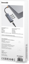 Хаб Baseus BS-OH109 UltraJoy Series 4 порта USBA to USB3.0*3+RJ45*1 Space Grey B0005280A813-01