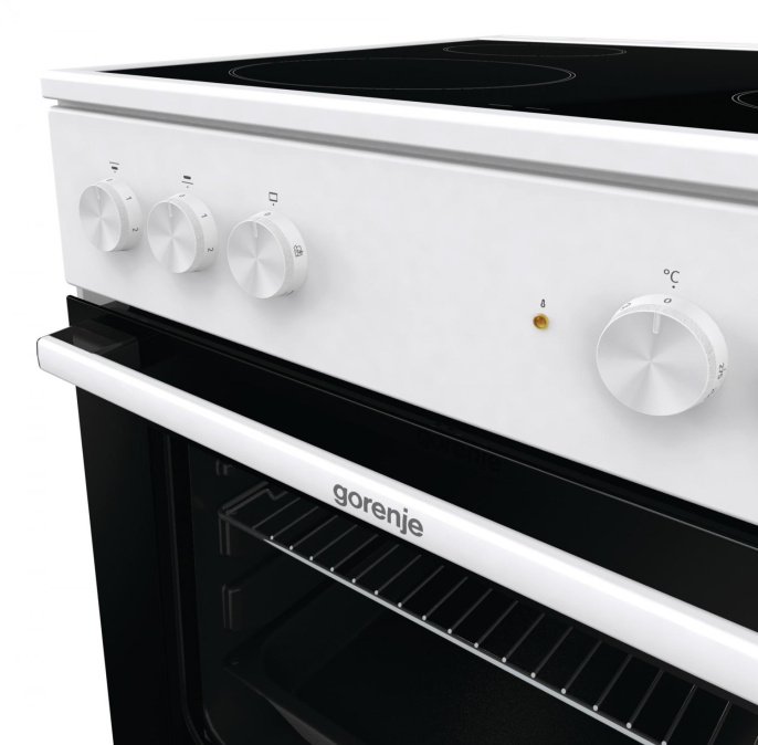 Электрическая плита Gorenje GEC6A11WG, стеклокерамика, без крышки, белый