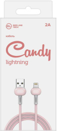 Кабель Redline Candy, Lightning m - USB m , 1м, 2A, розовый [ут000021991]