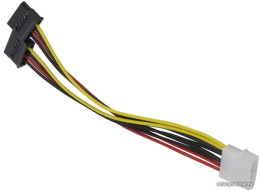 Кабель питания SATA ExeGate EX-CC-SATA-PSY (Molex 4pin/2xSATA15pin, 0,15м) EX138935RUS