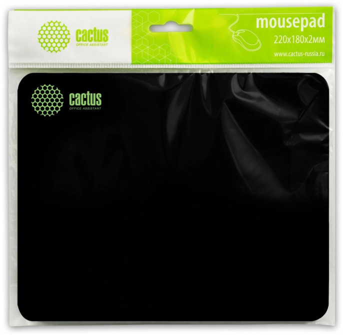 Коврик для мыши Cactus Black черный, ткань, 220х180х2мм [cs-mpc-p01xs]