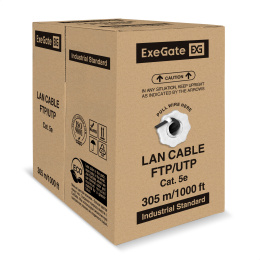 Кабель ExeGate Special UTP4-C5e-CCA-S24-OUT-PE-BK-305 UTP 4 пары кат.5e CCA, 0.48мм (24AWG), внешн., без троса, 305м, черн., PE EX301082RUS