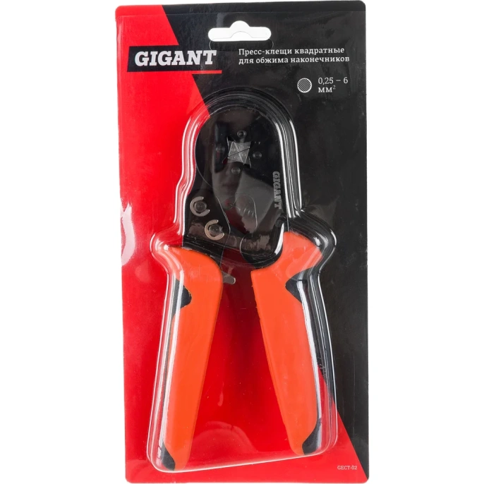Квадратные пресс-клещи для обжима наконечников Gigant 0.25-6 мм2 GECT-02