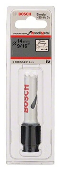 Коронка Bosch Progressor 2.608.584.612 пильная, дерево, рабочий диаметр 14 мм, хвостовик цилиндрический, рабочая длина 40 мм