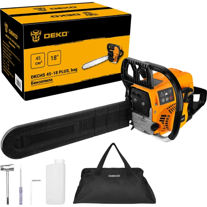 Бензопила DEKO DKCHS 45-18 PLUS, 3,1 л.с., 45 куб.см, 18, в сумке 085-2002