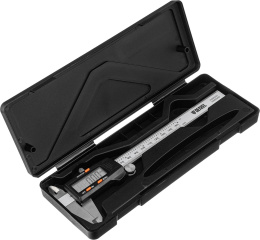 Штангенциркуль электронный Denzel 31613 черный/серый пластиковый футляр