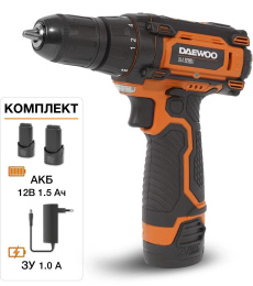 Дрель-шуруповерт Daewoo DAA 1220Li, 1.5Ач,  с двумя аккумуляторами