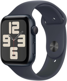 Смарт-часы Apple Watch SE 2024 A2723 44мм OLED корп.темная ночь Sport Band рем.темная ночь разм.брасл.:S/M MXEJ3ZP/A