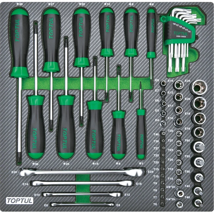 Набор инструментов TOPTUL TORX, 61 предмет в мягком ложементе GEC6102