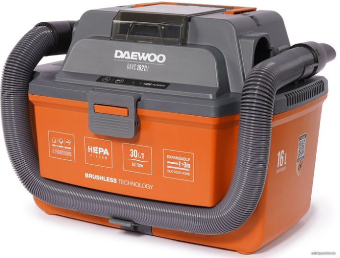 Строительный пылесос Daewoo DAVC 1621Li SET 200Вт (уборка: сухая/сбор воды/выдув) оранжевый