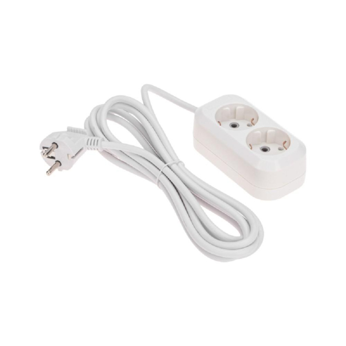 PROconnect 13-4203 Удлинитель 2 гнезда, 3м, 3х0,75мм?, с/з, белый