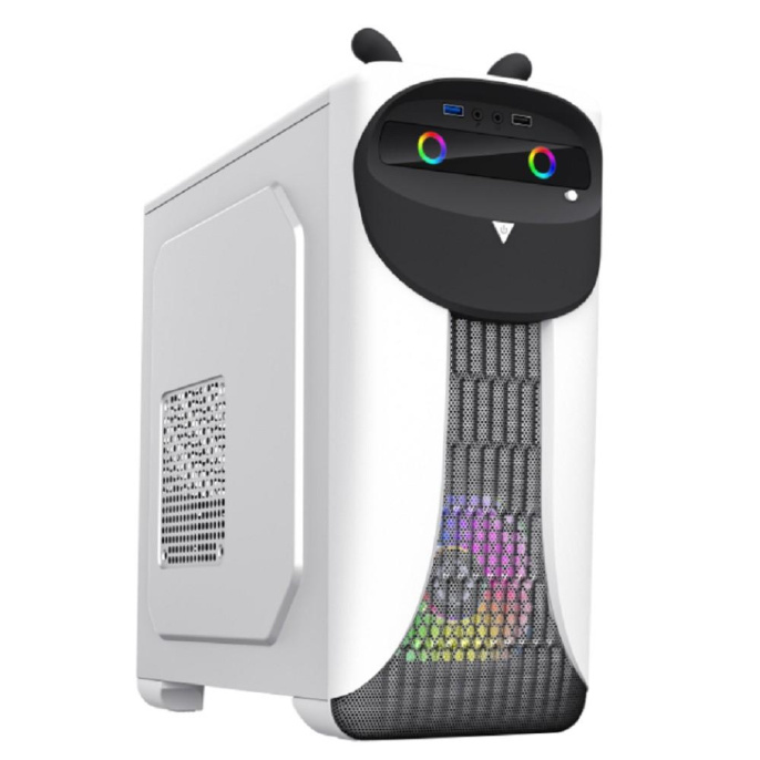 GameMax Корпус Cute OWL White-Black без БП Midi Tower, Черно-белый., 1*USB3.0 + 2*USB2.0, 2*120мм