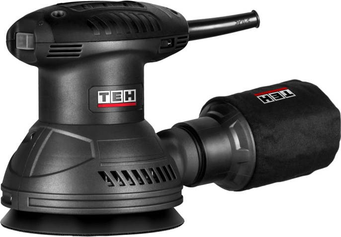 Эксцентриковая шлифмашина TEH TS12532 (мощность: 360 Вт, диаметр подошвы: 125 мм, амплитуда колебаний: 2.4 мм, электронная регулировка оборотов)